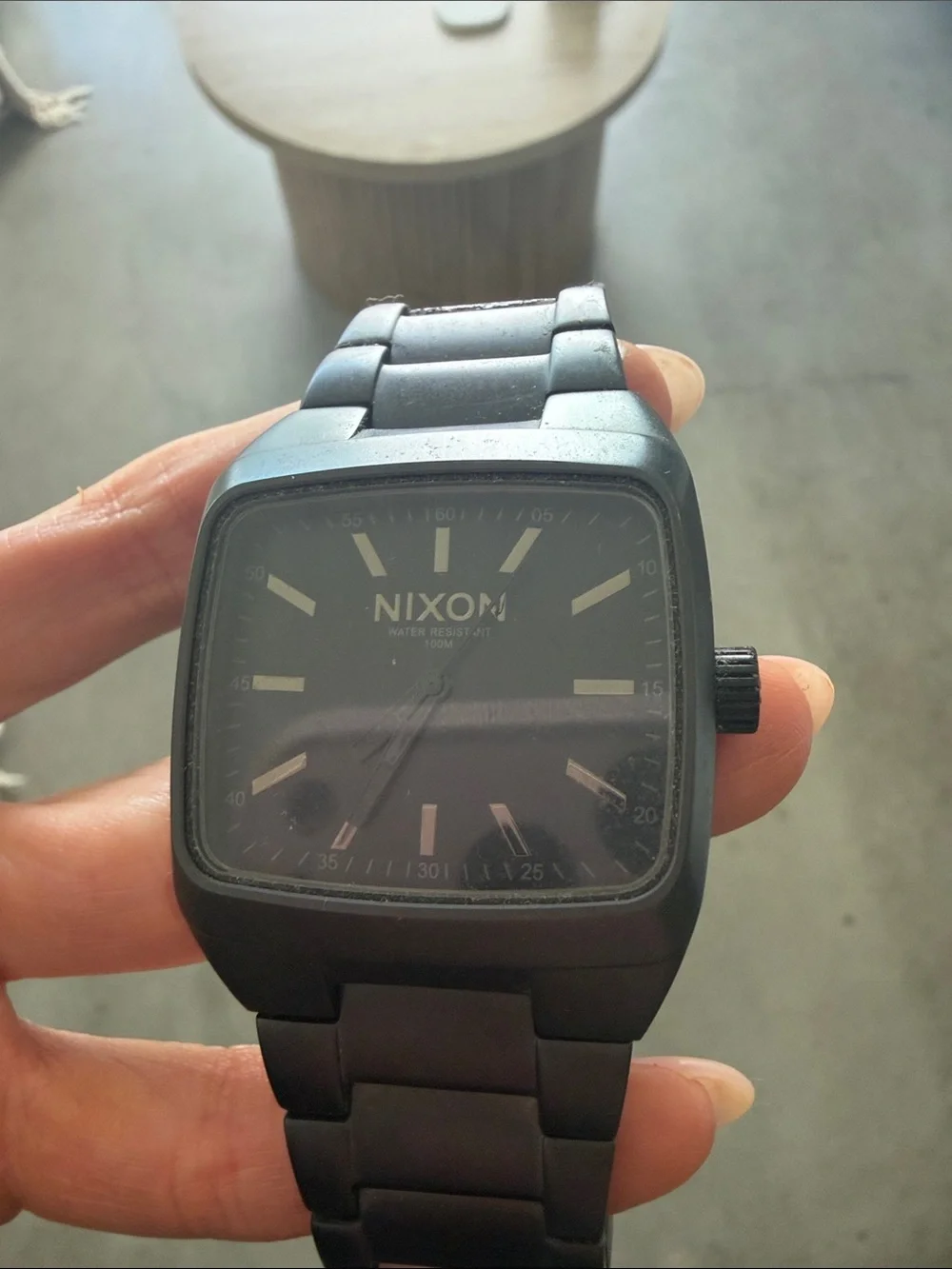 Nixon Matte Black Square-Link Stainless Watch